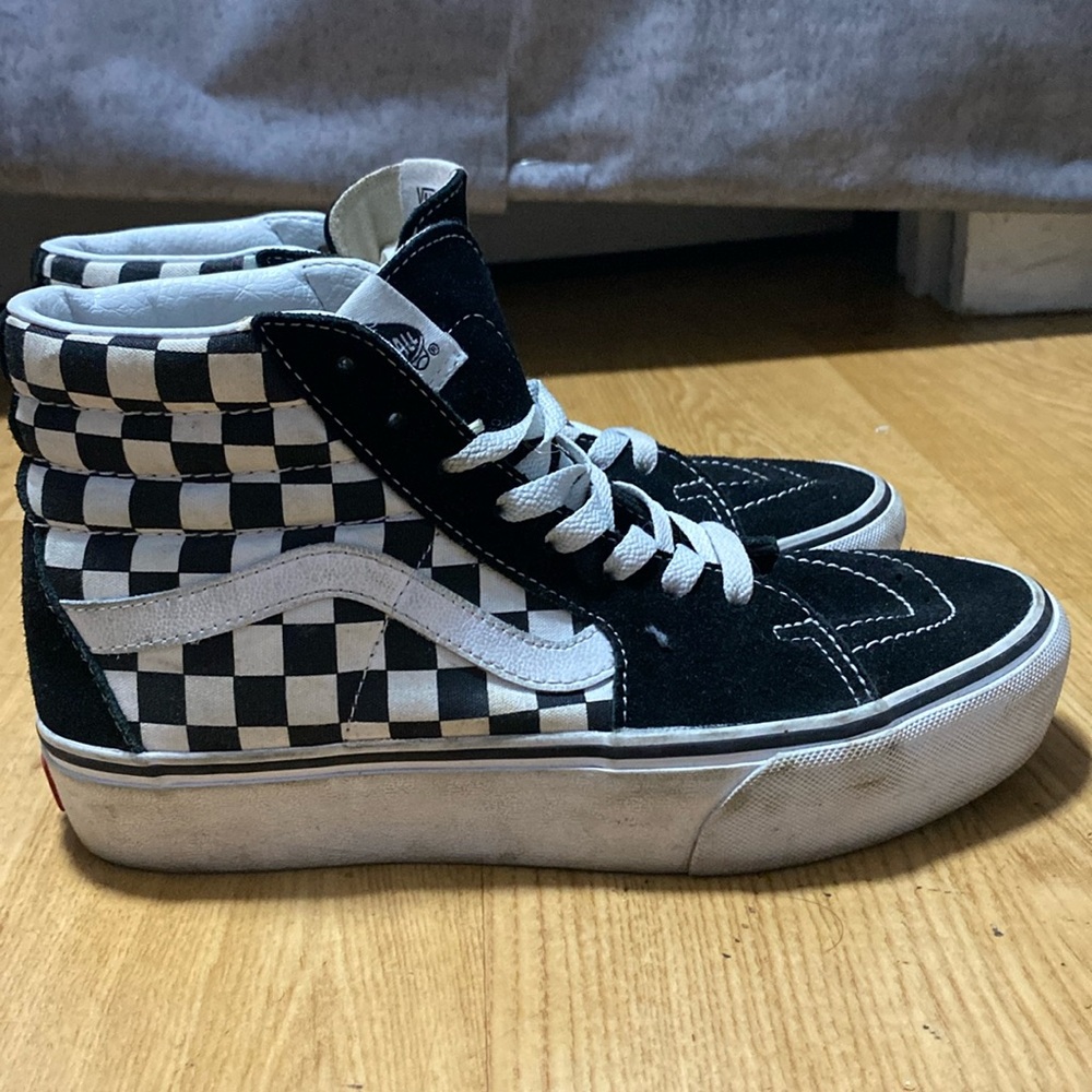 Vans Men/Women SK8 HI Platform 2.0 Checkerboard True White (platform)